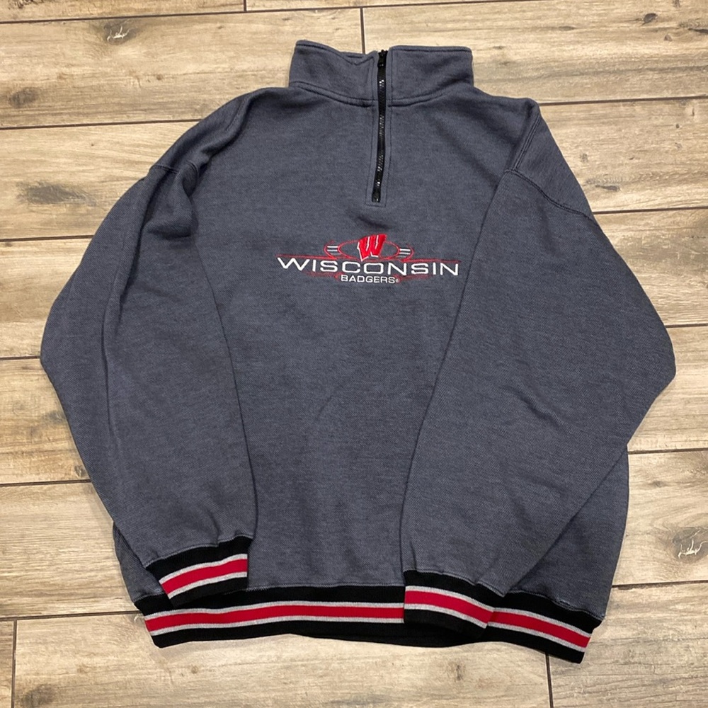 Vintage Wisconsin Badgers Cadre Athletic Quarter Zip Sweatshirt Size XL